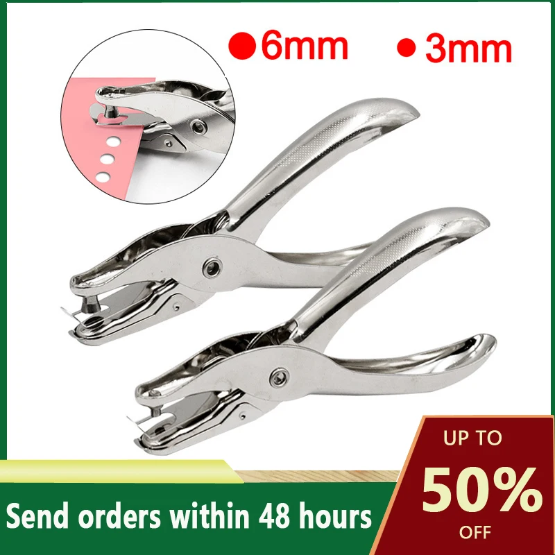 

3/6mm Hole Puncher Portable Single Hole Punch Paper Material Scrapbooking Handheld Metal Craft Office Binding Supplies