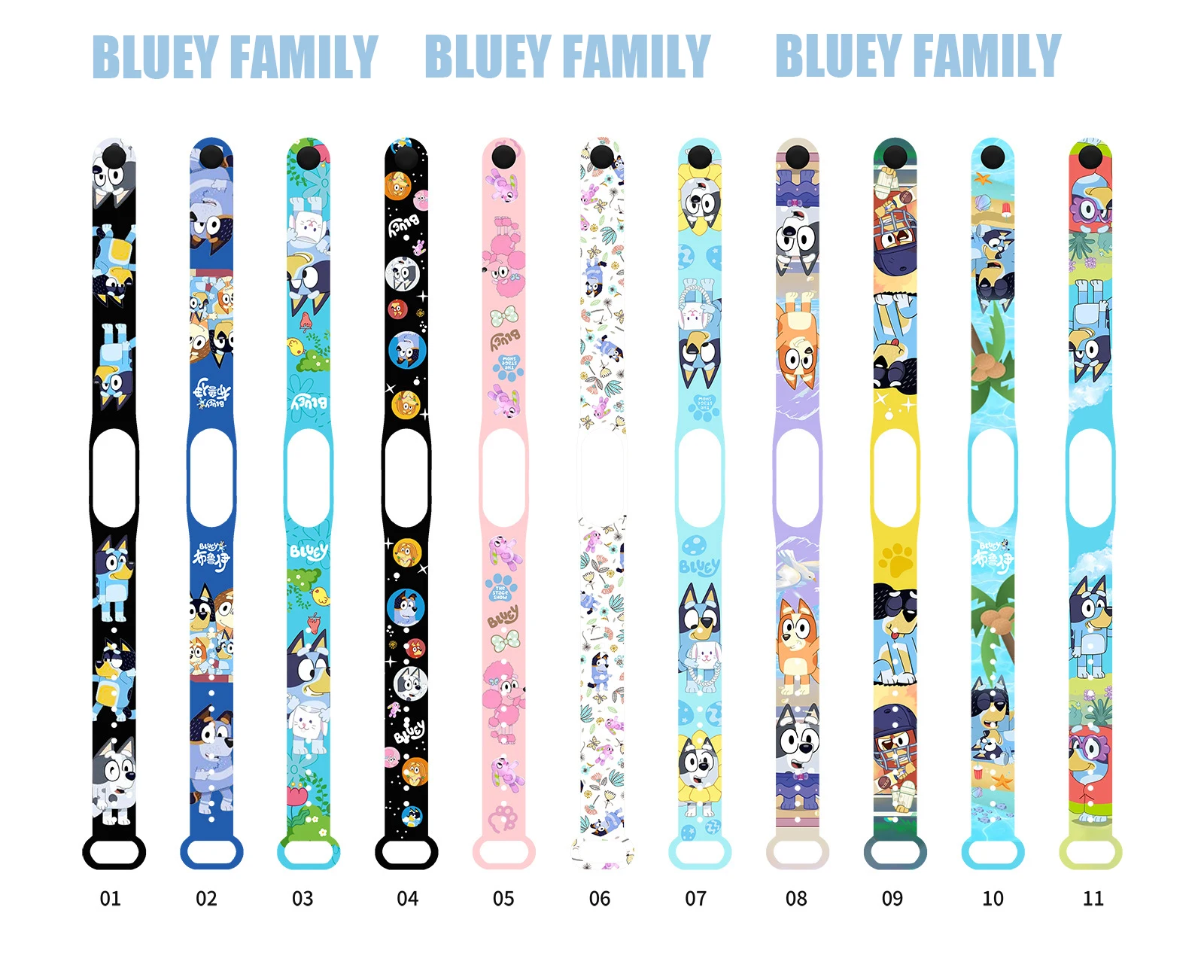 Moose Bluey Family Printed Electronic Watch Bracelet Suitable For Xiaomi Bracelet Nfc Bracelet Wrist Strap Kids Birthday Gifts