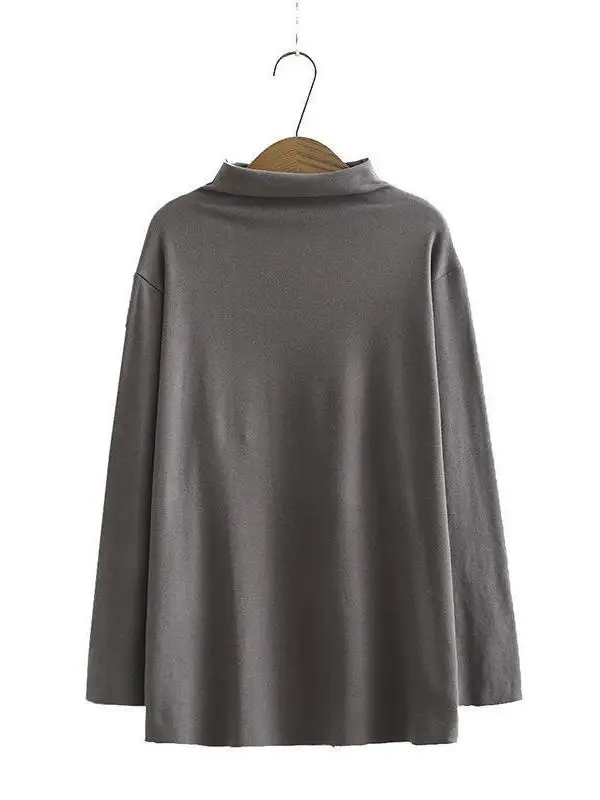 

Extra Large 300 Pou American Retro f High Collar Long Sve T-irt Men Women Autumn Winter Sle Warm Color Bas...