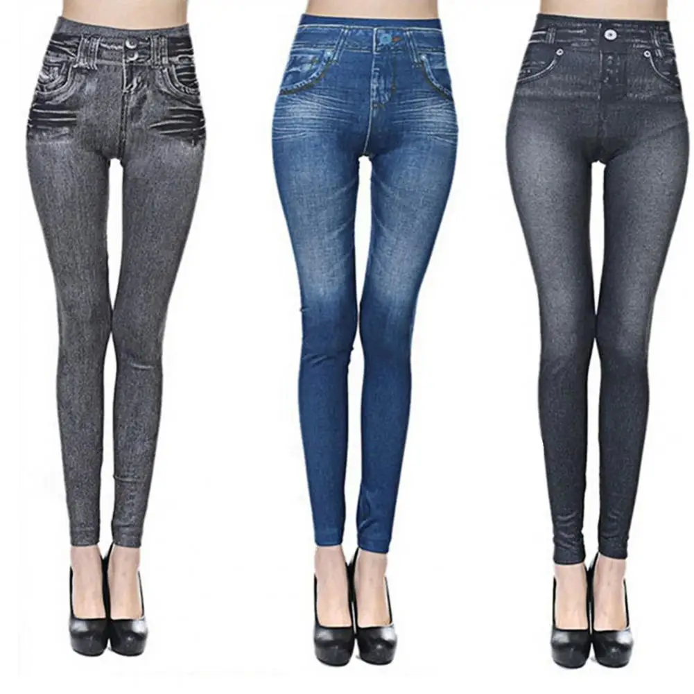 2024 Denim Print Women Jeans Multi Pockets High Waist Slim Stretch Pencil Pants Stretch Denim Women Pants Sexy Skinny Trousers