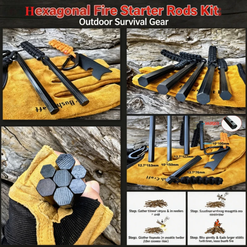 New Bear Grylls Professional Magnesium Fire Starter, Multi-Functional with Compass Whistle, Waterproof Windproof Design Tool