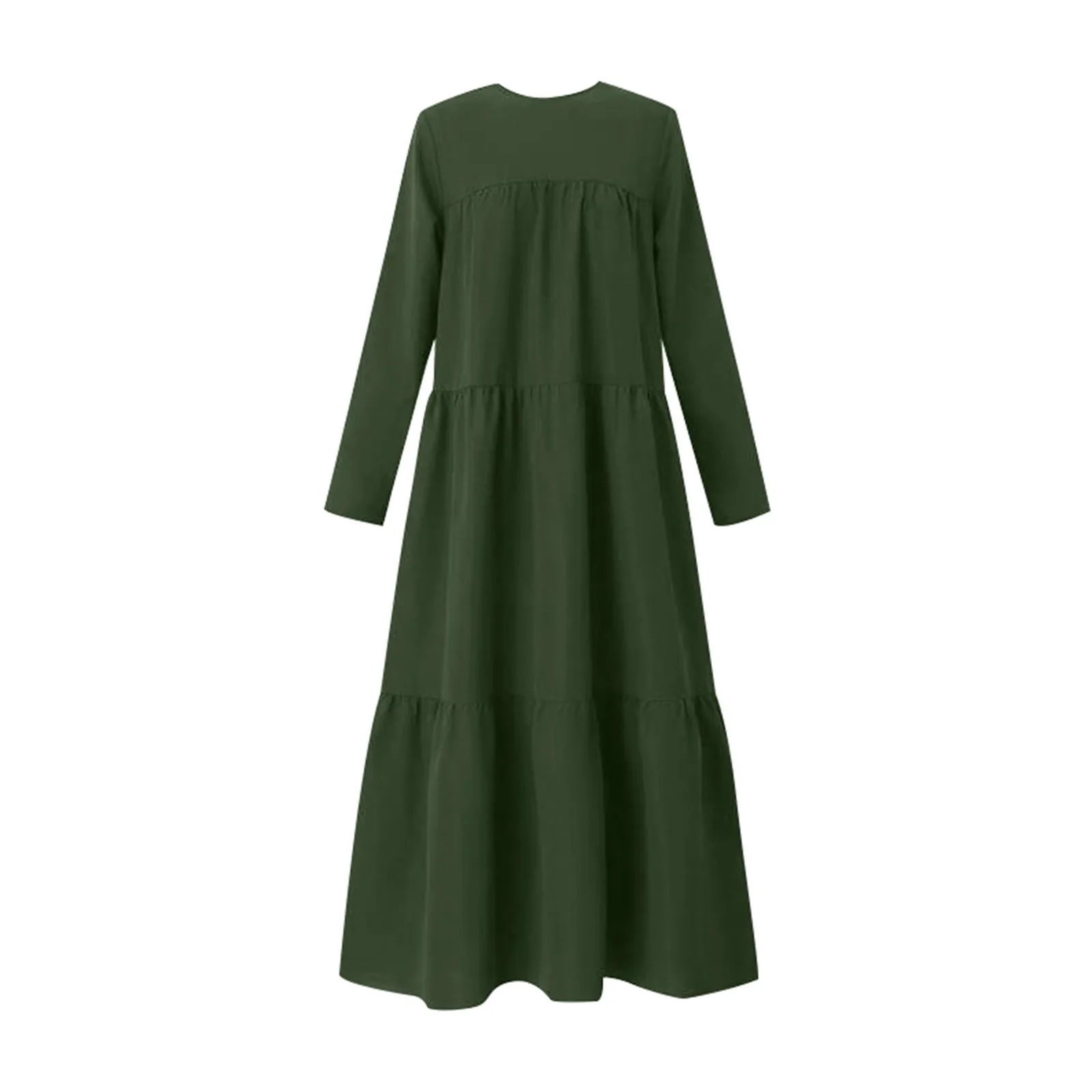 Elegant Ruffled Dress Women Islam Ramadan Abaya Sundress Casual Solid Color Robes Long Sleeve Ladies Party Holiday Cake Dresses