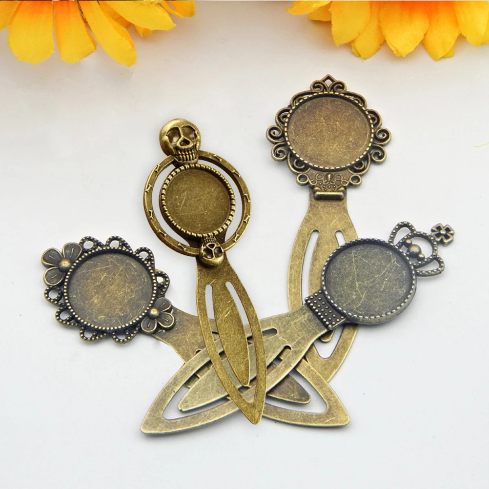 

4pcs Bookmark Bottom Settings Trays Jewelry Tray DIY Pendant Trays Charms Glass Settings Custom Resin Craft Gifts
