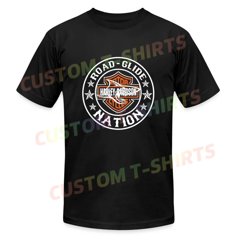 

2024 Men T Shirt Casual Harleys Shark Road Glide Nation Motorcycles Davidson T-shirt Summer Short Sleeves 100% Cotton S-3XL