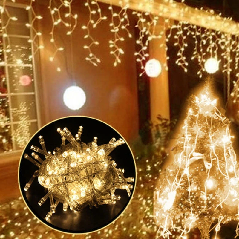 5M Waterproof Outdoor Christmas Light Droop 0.4-0.6m Led Curtain Icicle String Lights Garden Mall Eaves Decorative Lights