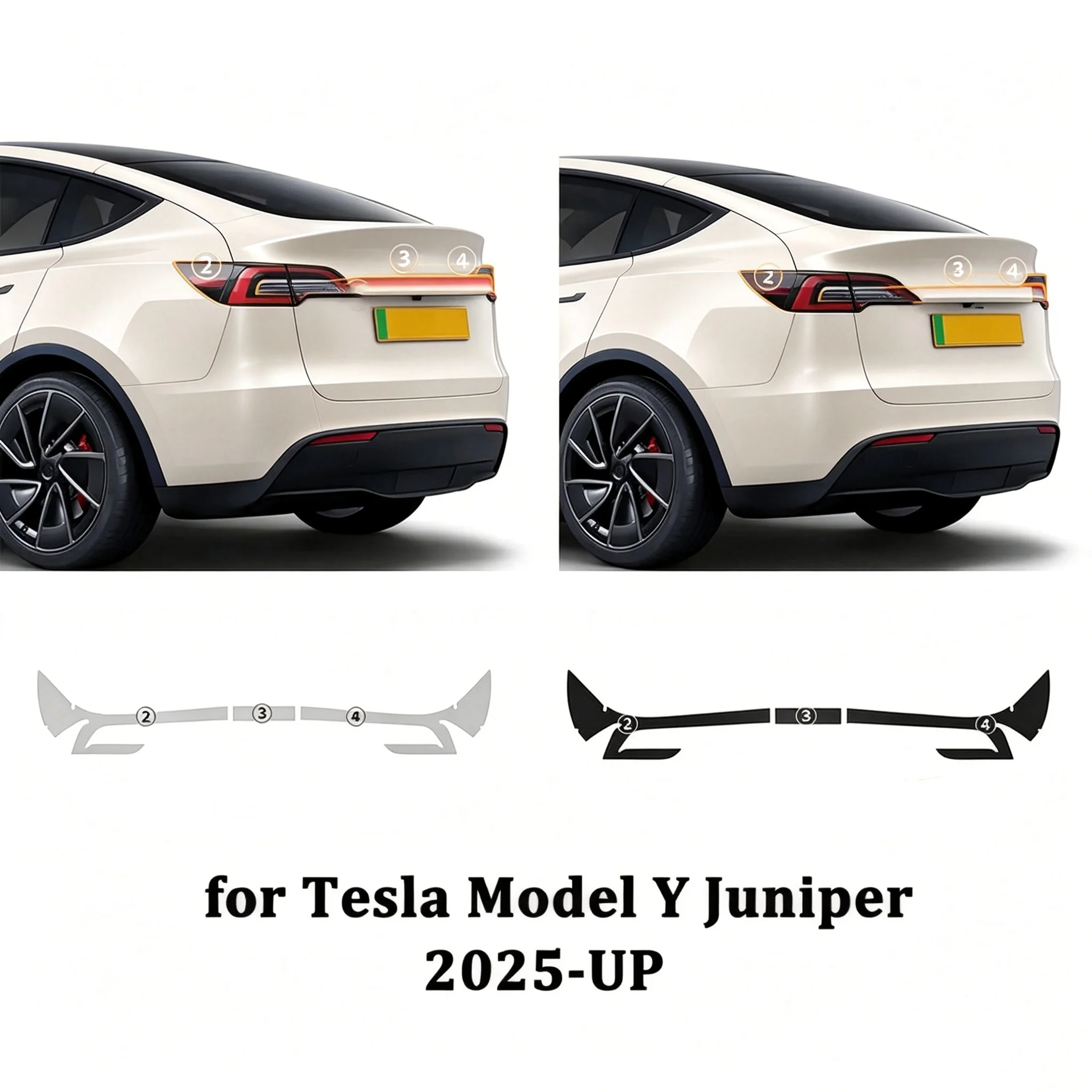 Transparente TPU-Schutzfolie für Tesla Model Y Juniper 2025-2026 Auto-Scheinwerfer Rücklicht PPF-Folie Lackschutz Anti-Kratz – Detail 2