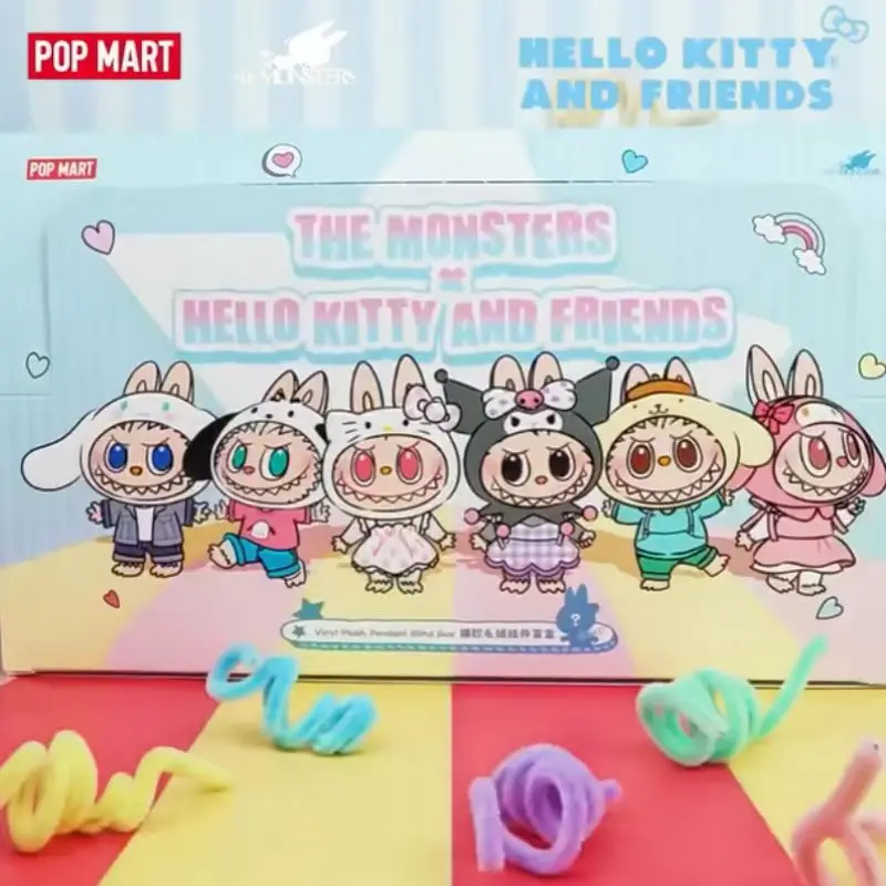 

Оригинальная серия POPMART The Monsters Labubu Sanrio Family Characters 2026: Слепая коробка с милыми подвесками Hello Kitty и Kuromi – подарок на день рождения