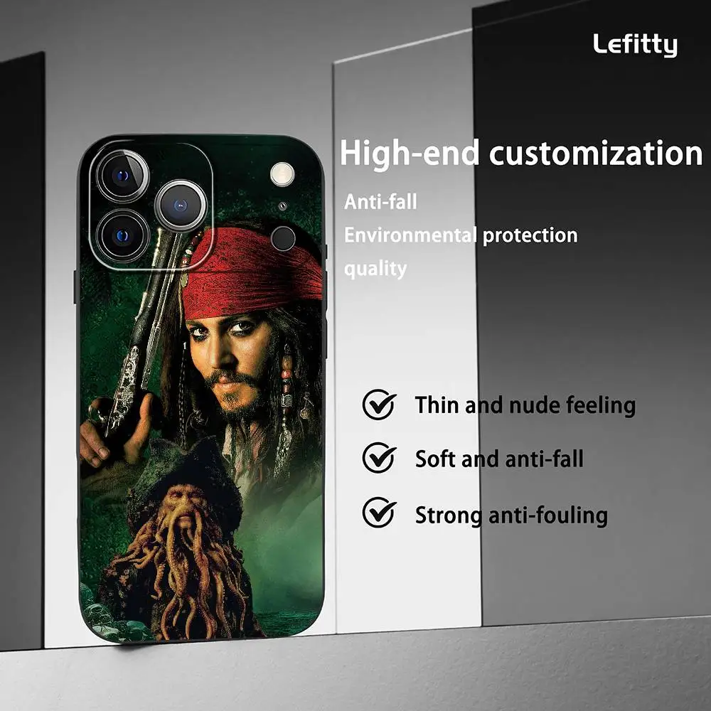 P-Pirates Of The Caribbean Telefoonhoesje voor iPhone 17 16 15 14 13 12 11 Pro Max Plus Mini Zwart Frosted Soft Shell Funda