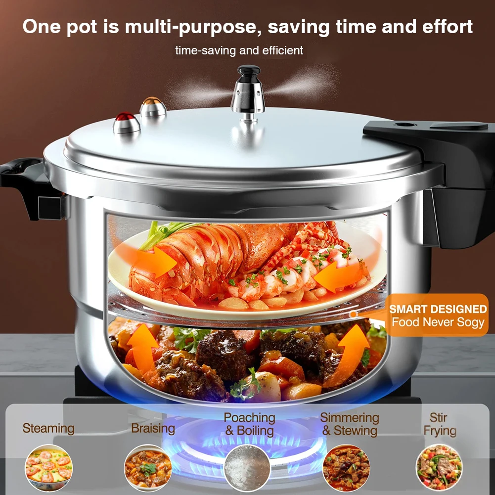 

Aluminum Pressure Cooker with Steamed Layer Small Pressure Cooker Household Stovetop Pressure Canner for Gas & Induction Stove