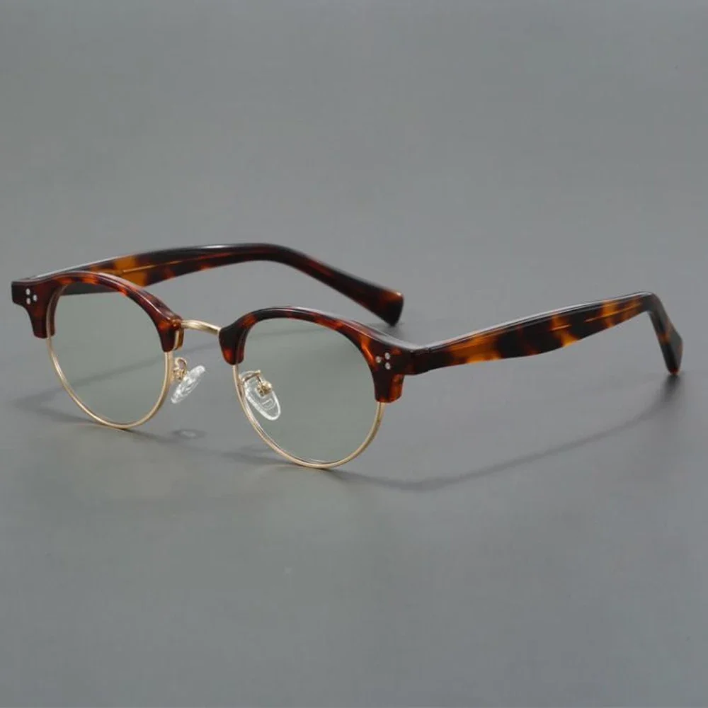 

2024 Retro Oval Eyeglasses Half-Frame for Men Top Quality Acetate Optical Eyeglasses Myopia Reading Women Prescription Eyewear