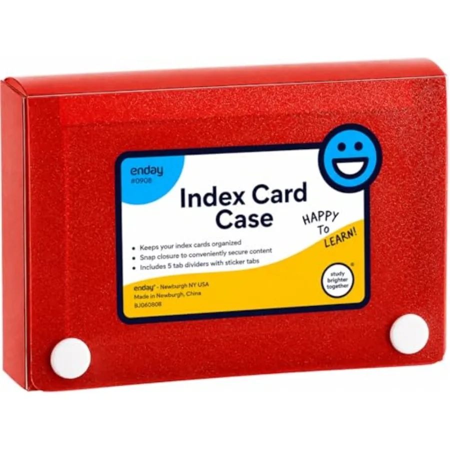 

Index Card Holder 3x5, Index Card Case with 5 Tab Dividers, Index Card Organizer, Flash Card Holder, Holds 100 Cards