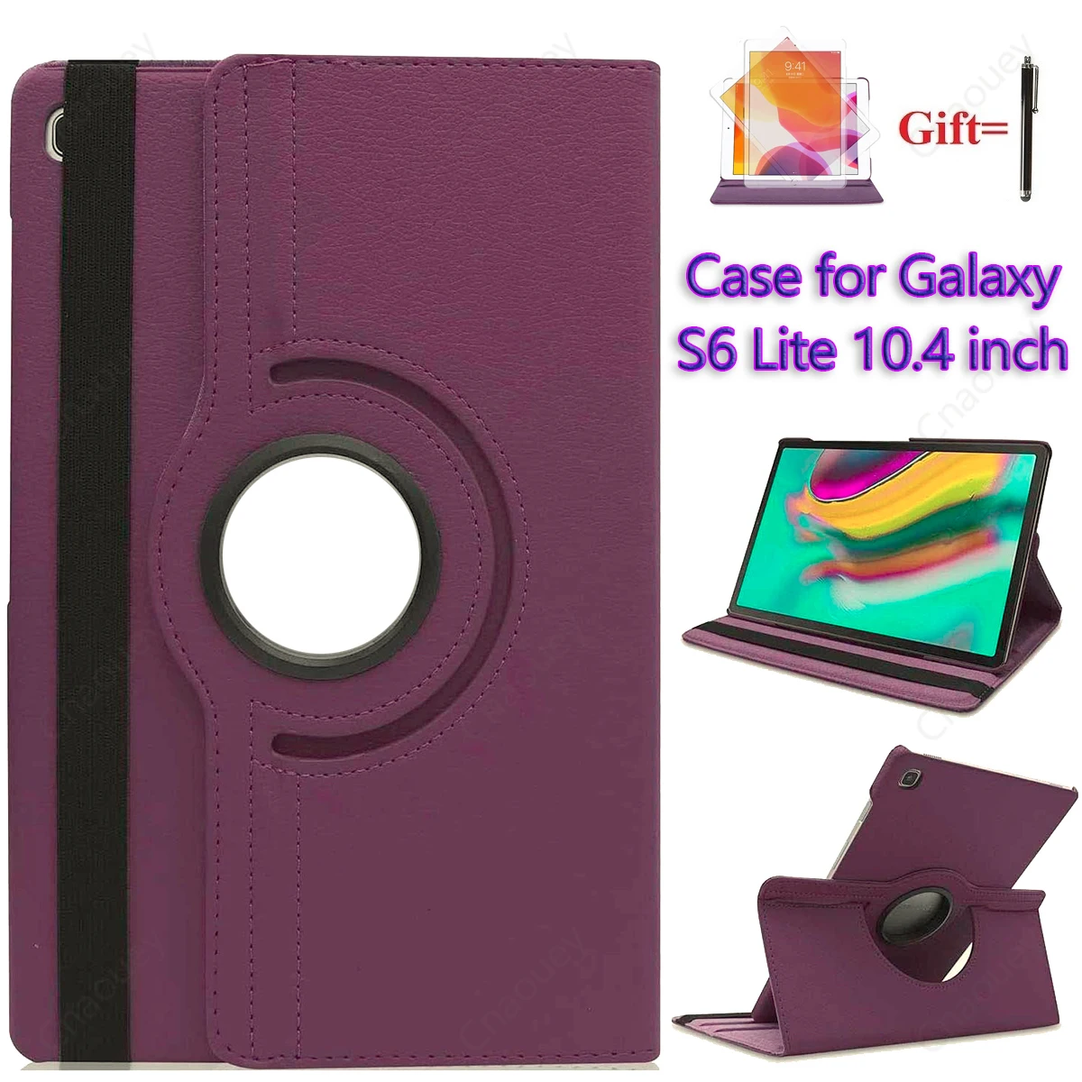 

Funda Case for Samsung Galaxy Tab S6 Lite 10.4inch P610 P613 PU Leather Cover Sleep Wake Function 360 Rotating Stand Case Coque