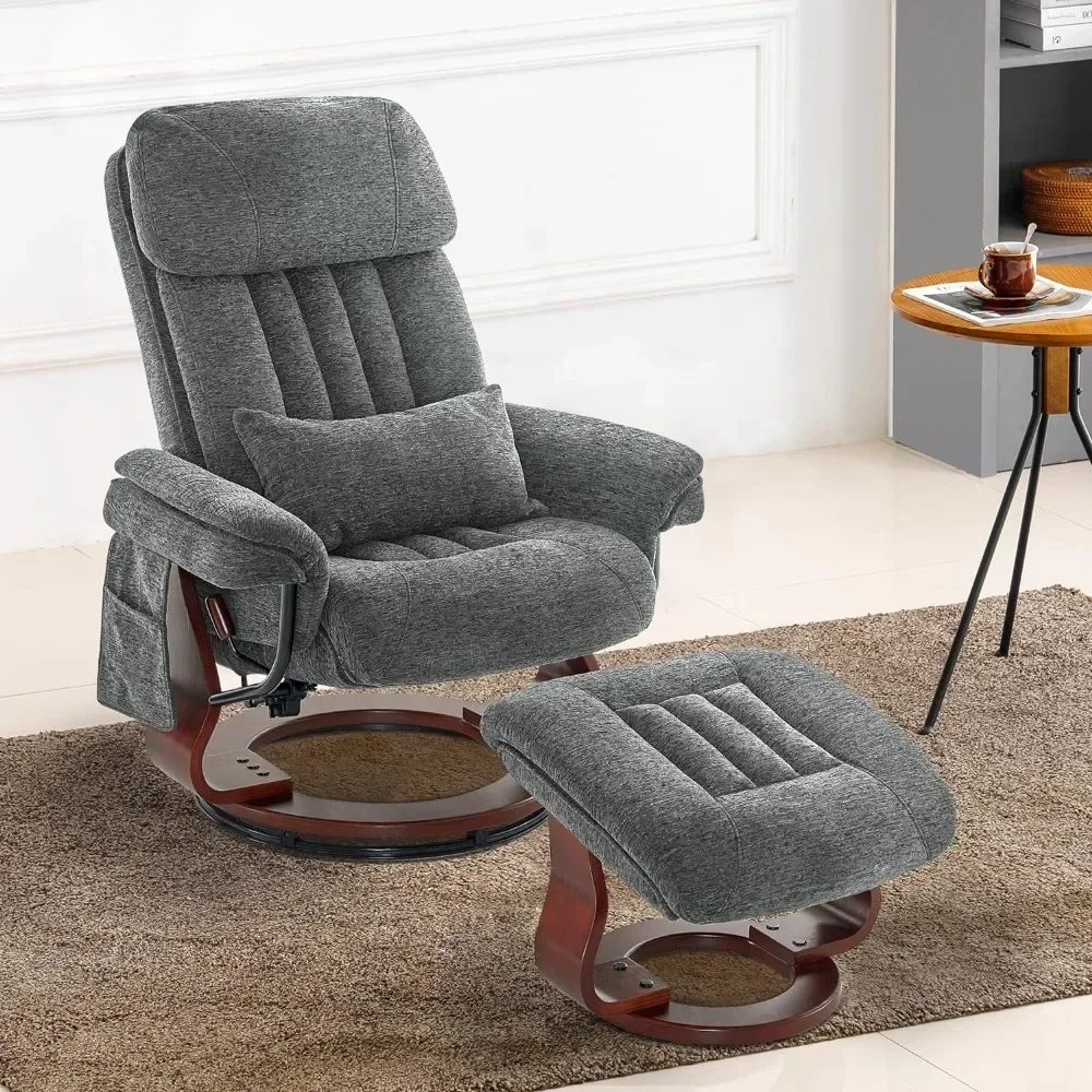 Living room chair with footstool and vibration massage, suitable for ergonomics in family living room. Living room chair