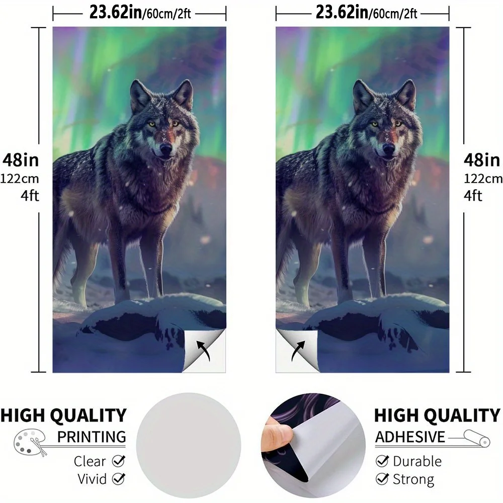 Aurora Snow Wolf Waterproof Cornhole Board Vinyl Wraps, PVC Outdoor Game Board Design, Perfect for Sports & Leisure Activities,
