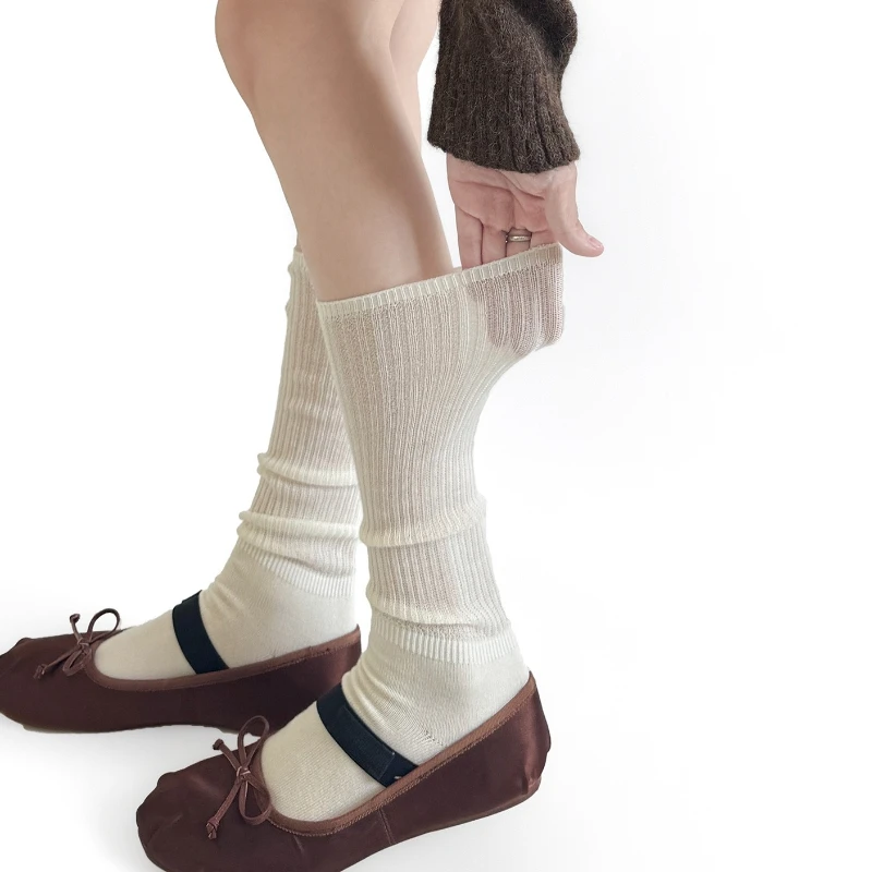 

Autumn and Winter Women Socks 30% Wool Warm Calf Socks Stockings Women Simple Solid Color Japanese School Girl Medium Tube Socks
