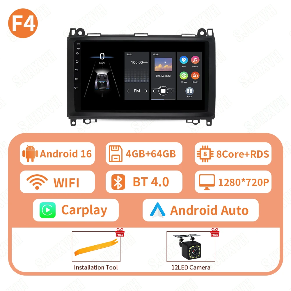 Voor Mercedes Benz B200 Sprinter W906 W639 EEN B Klasse W169 W245 Viano Vito Android 16 Autoradio Carplay Auto stereo