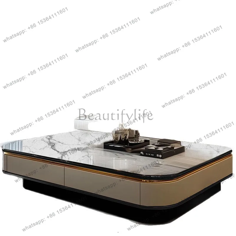 

Pure handmade light luxury furniture, microcrystalline stone modern large apartment flat living room coffee table