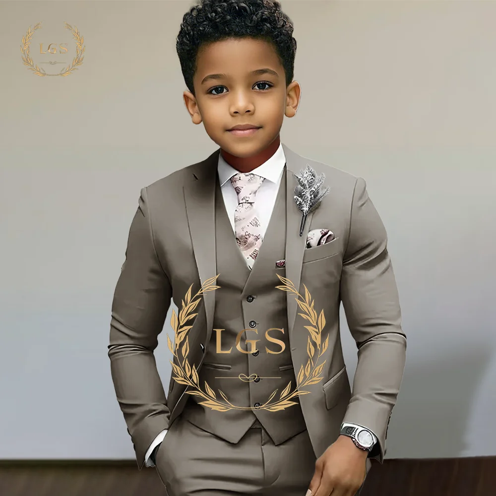 

Boys' 3 - Piece Formal Suit Set, Elegant Slim - Fit Blazer Vest Pants Outfit Perfect for Wedding, Party and Special Occasions