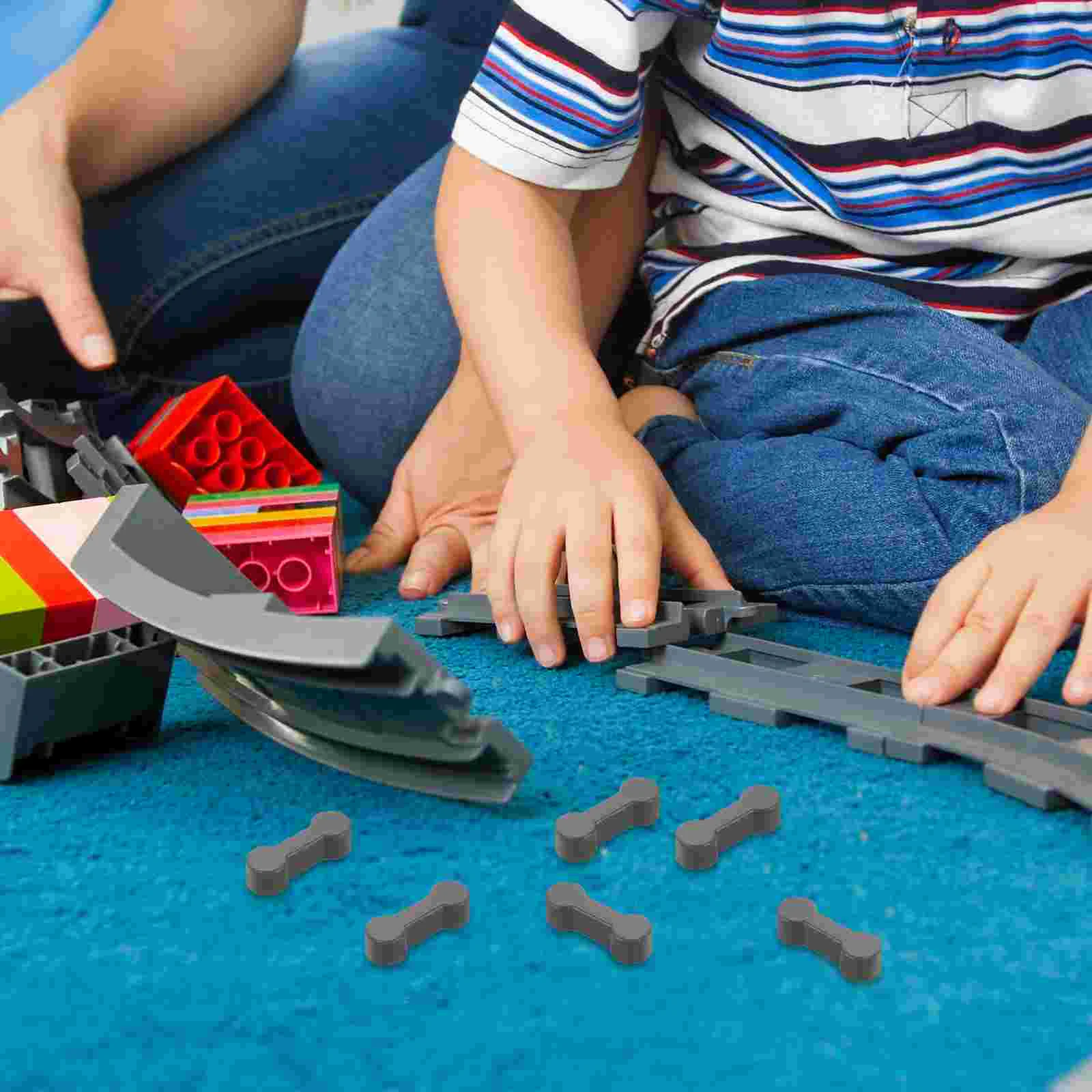 20 Pcs Train Track Buckle Parts Wooden Connectors Plastic Joiners Dark Grey Adapter Kit Toys Accessories for Trains