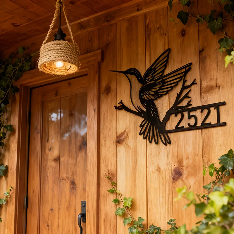 Personalized Hummingbird Door Sign, Suitable for Wall Decor, Custom Address Markers for Home And Outdoor Use, Featuring a Farmho