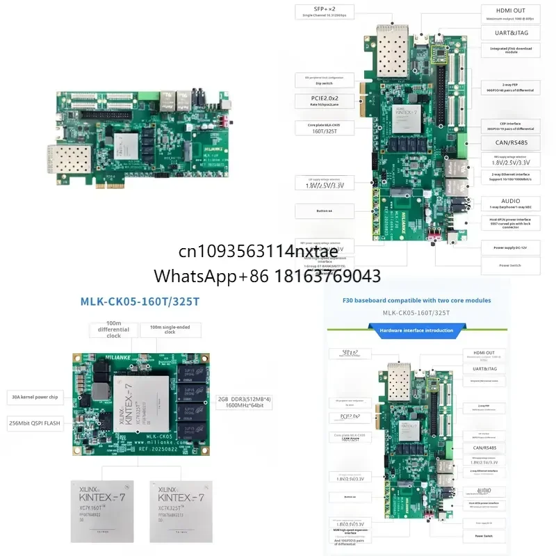 2026 Hot! Chipboard MLK-F30-CK05-160T/325T FPGA Development Board Xilinx Kintex-7 160/325T PCIe Interface Scalable I/O Linux
