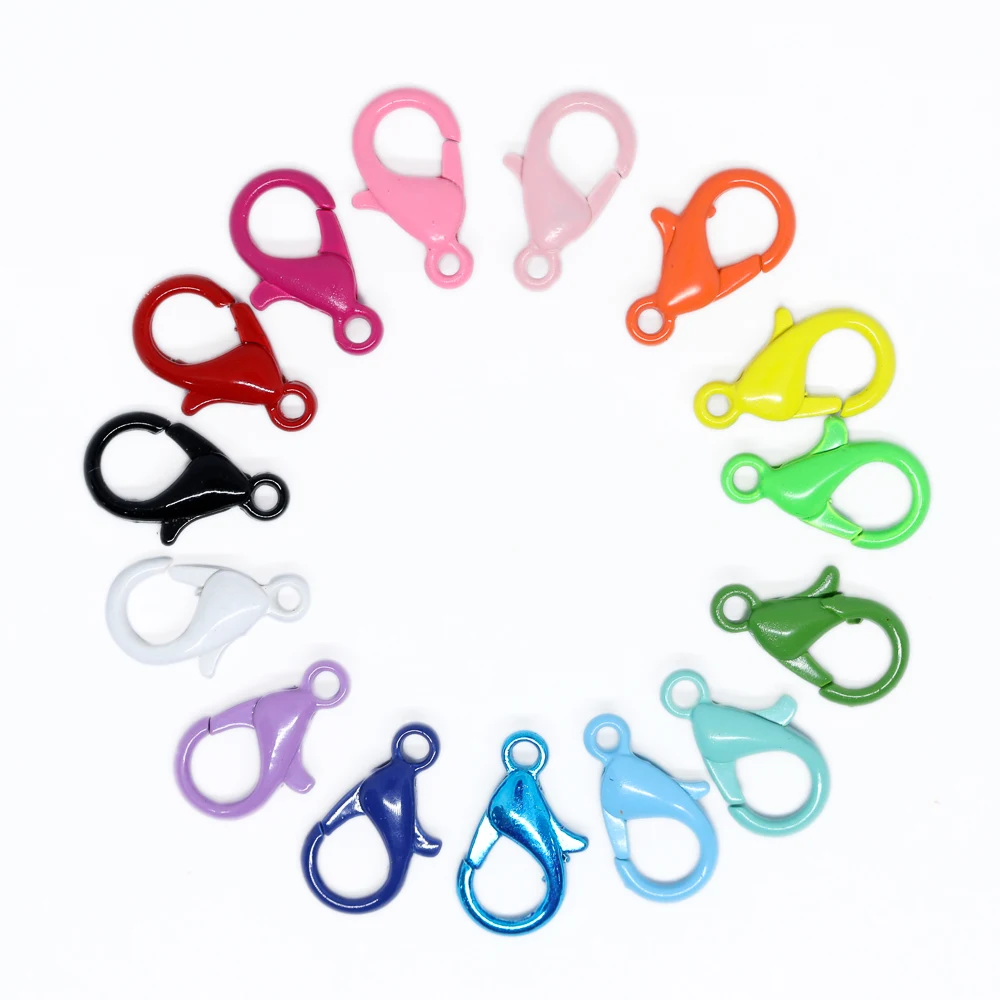 13 Colors 12/14/16/21mm Mixed Lobster Clasp Hooks Keychain Spring Buckle End Connectors For Jewelry Making DIY Chain Accessories