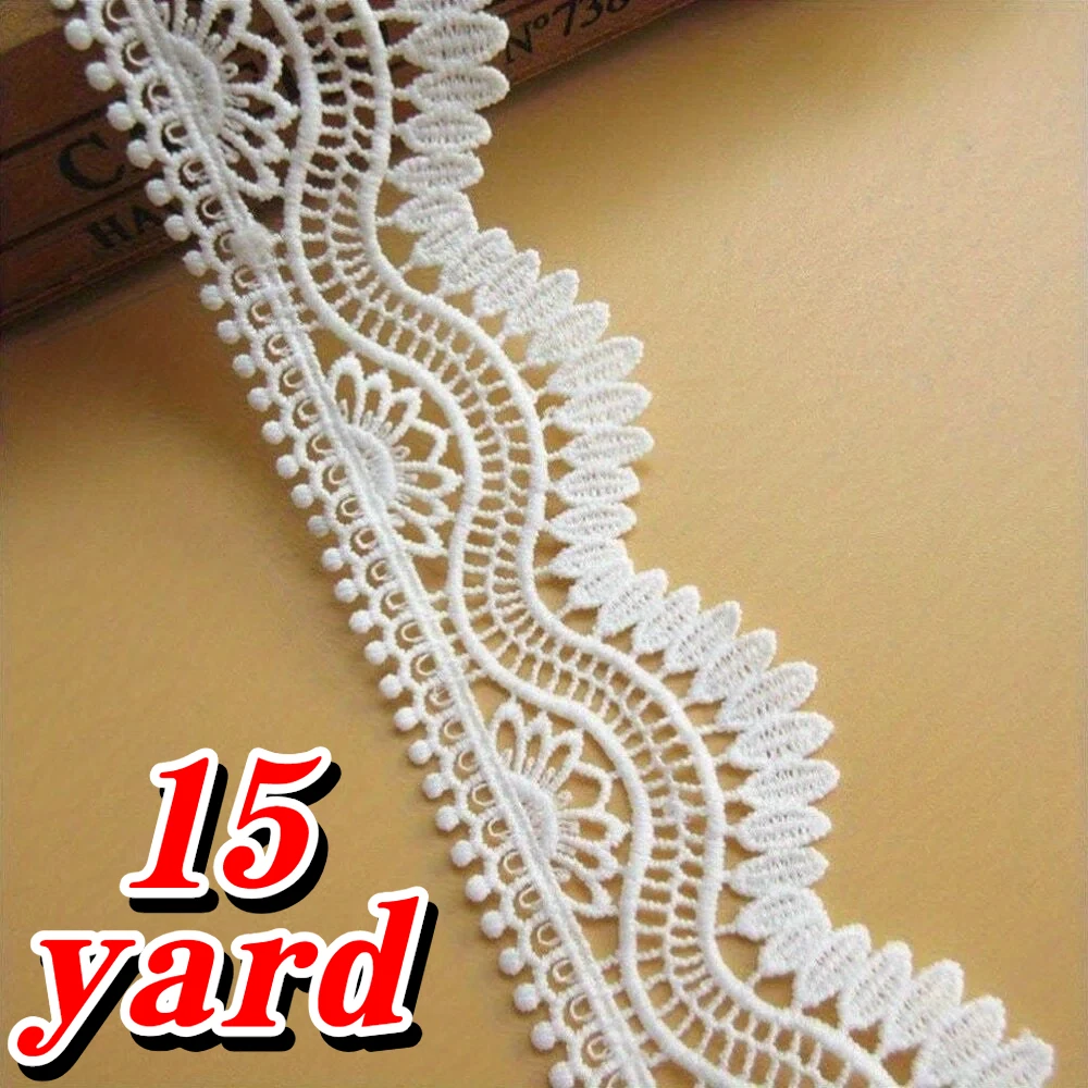 15 yardas de exquisito adorno de encaje bordado con estampado de ondas, bordado soluble en agua vintage, ancho 2. 04 pulgadas, 15/10/5/3/1 yardas, accesorios florales hechos a mano, elegantes apliques bordados, adecuad