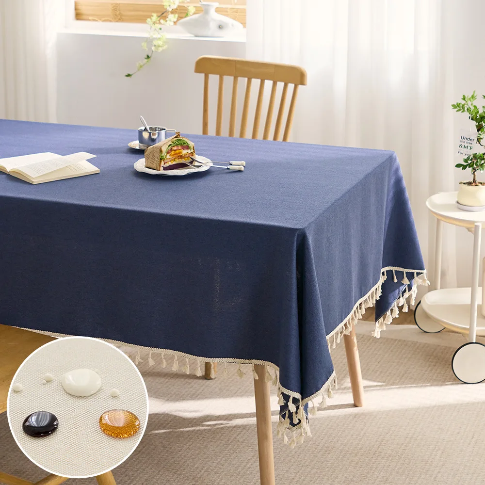 

SL-72 Cotton leprosy tablecloth rectangular light luxury high-end feeling oil resistant desktop tablecloth dining tablecloth