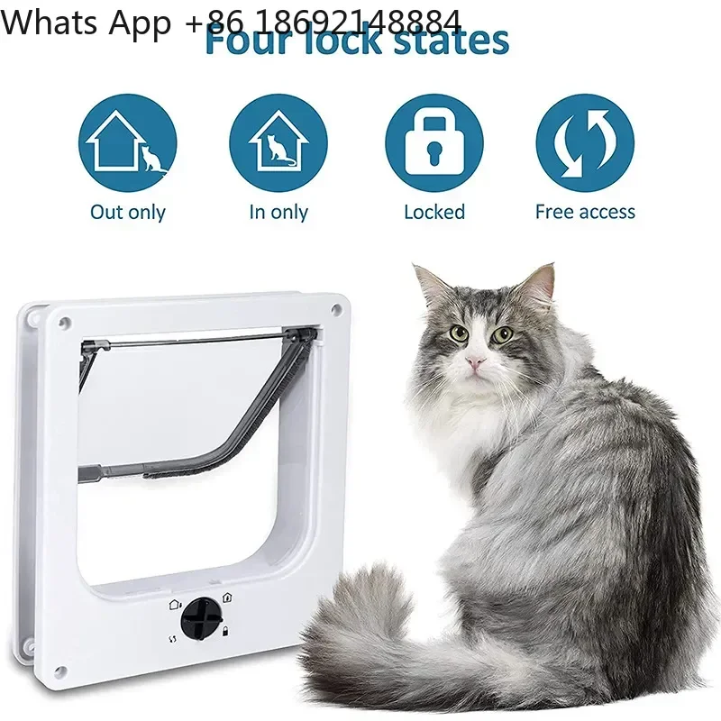 Rotary Switch Cat Door for Pets Control Entry Exit Direction Cat Kennel Pet Supplies for Cats