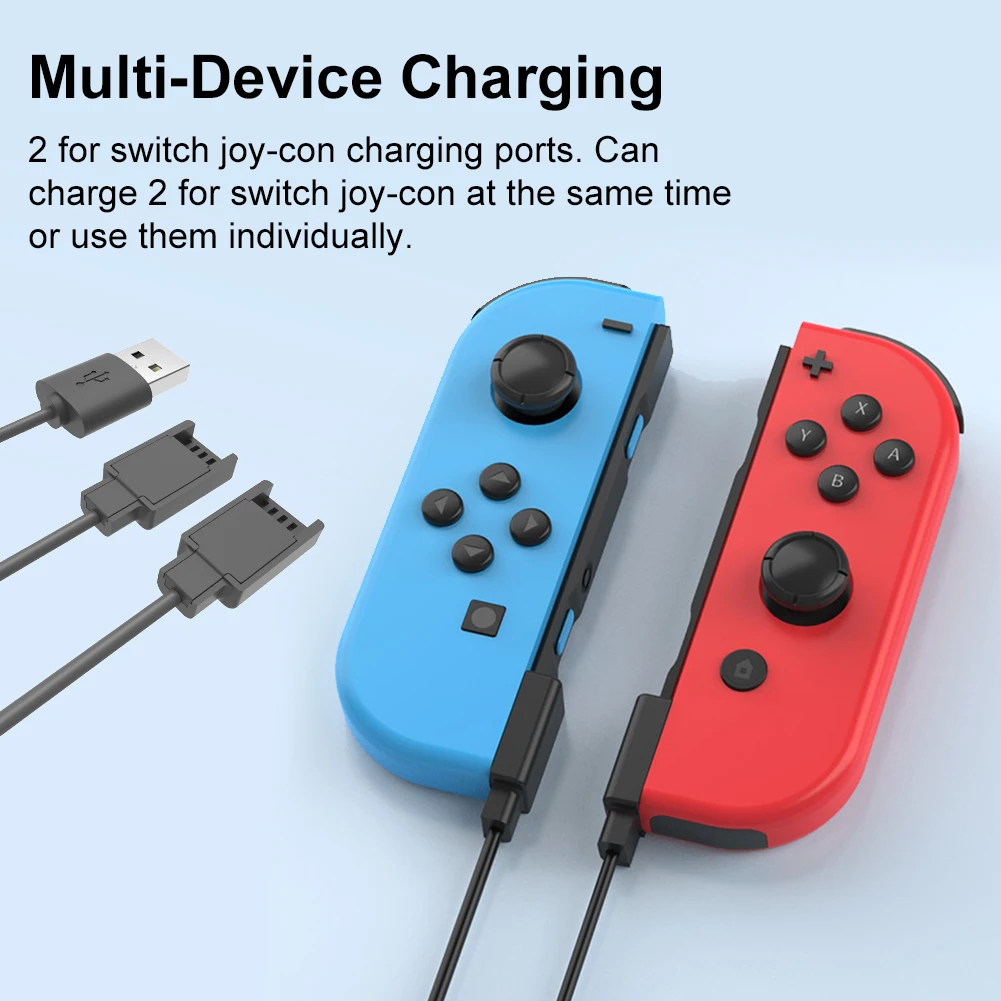 USB Charger Cable for Joycon Controller 2 in 1 2.5M Portable Charging Cable Charging Cord for Switch Controller Charger