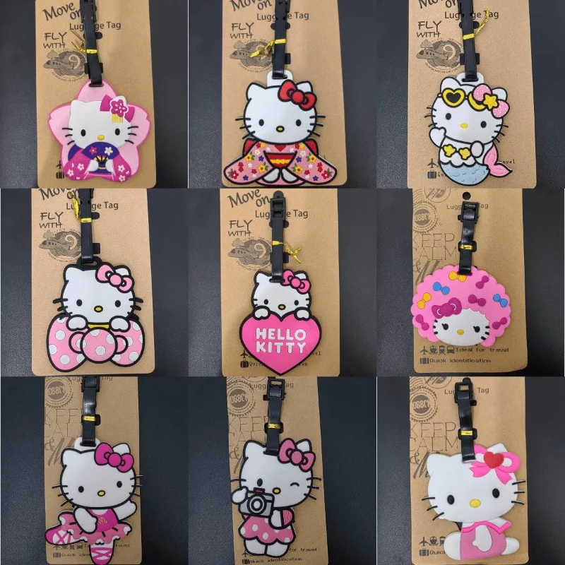 

Anime Peripheral Luggage Tags Travel Luggage Tags Hello Kitty Suitcase ID Address Holder Baggage Check-in Portable Ticket Gift