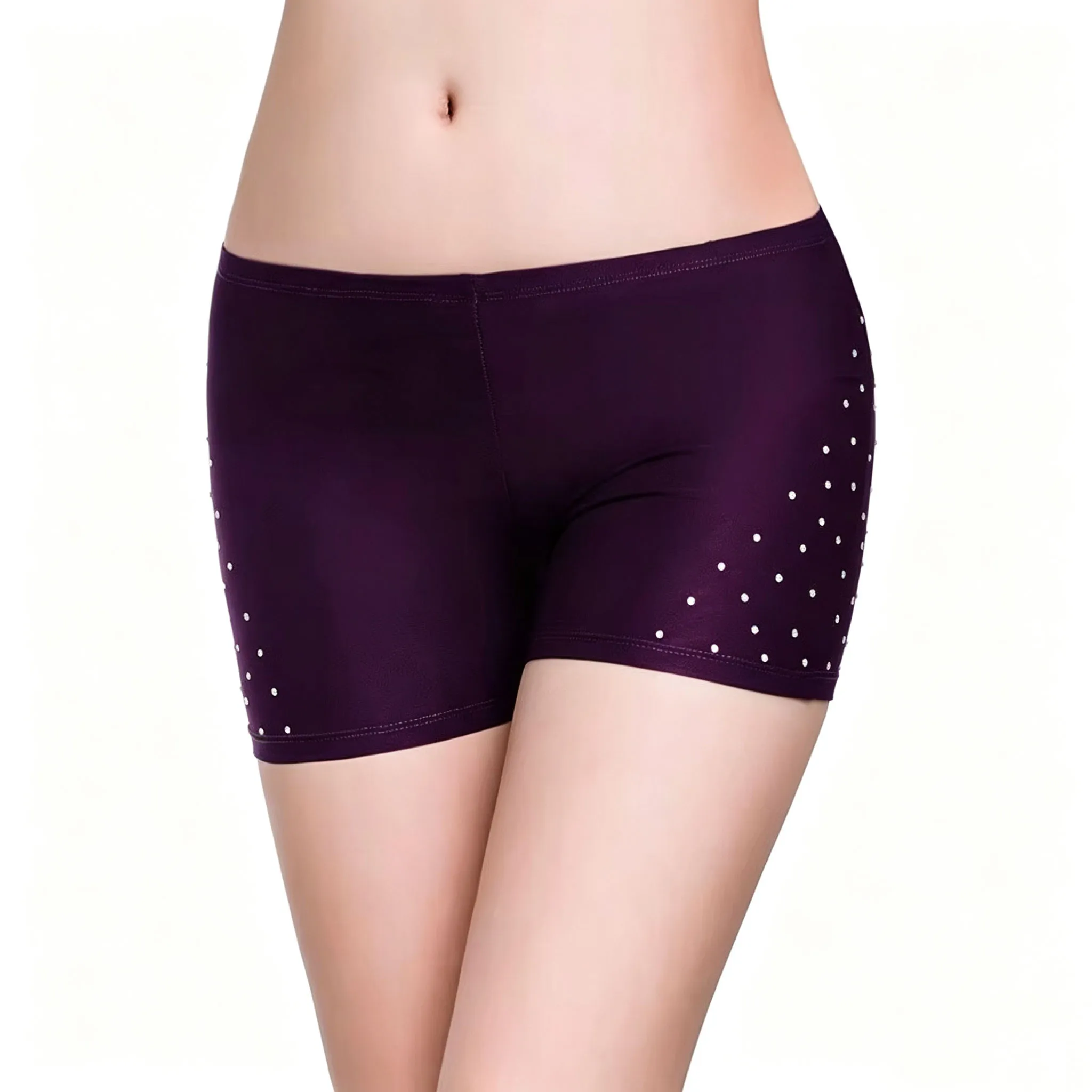 Belly Dance Safety Shorts Women's Belly Dance Clothes Leggings Tight-fitting Stretch Safety Pants with Diamonds Short Pants