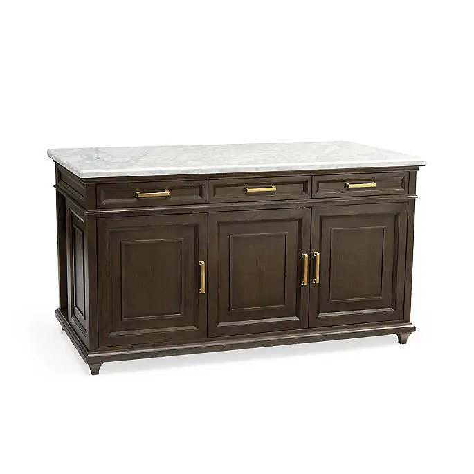 

Luxury Customizable Cabinet Removable Shelves Marble Solid Oak Frame Top Kitchen Cabinets