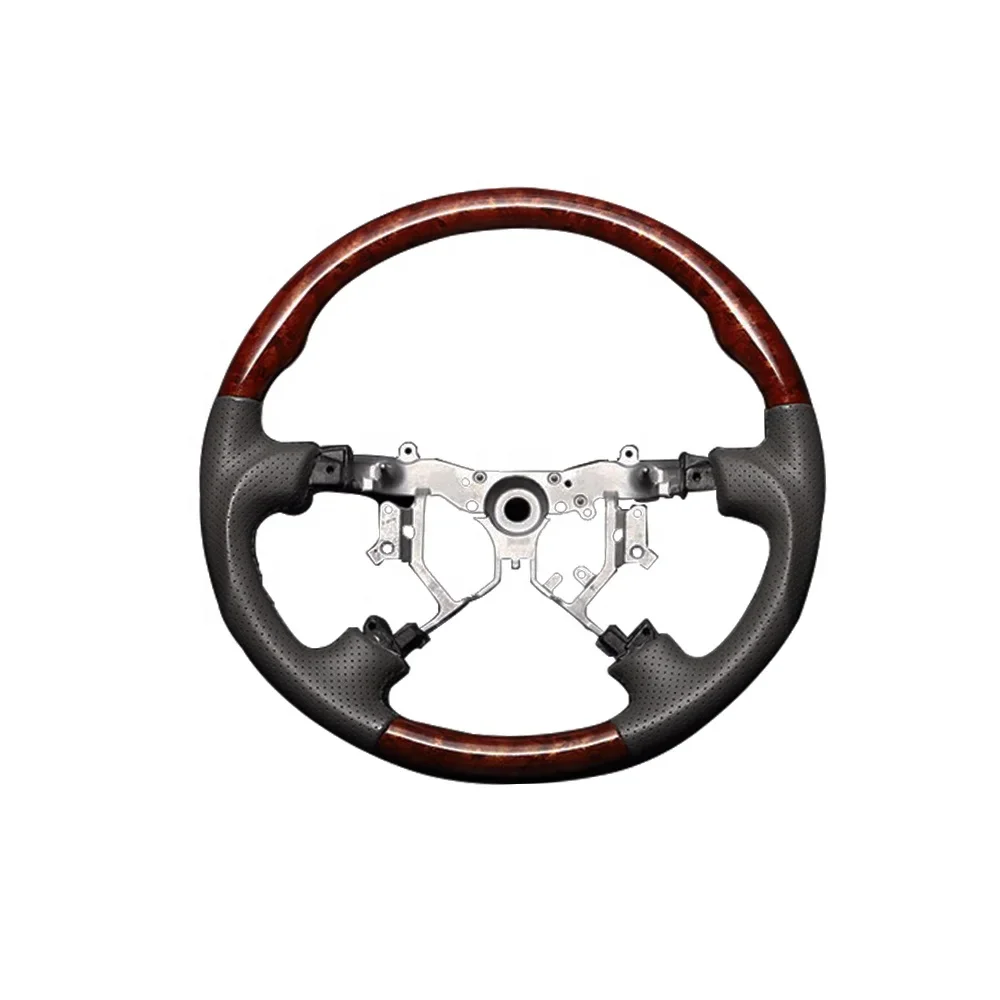 Perforate Leather Wood Grain Steering Wheel For Crown 2013 2014 2000 2012 Steering Handle Bar Wooden Interior Accessories