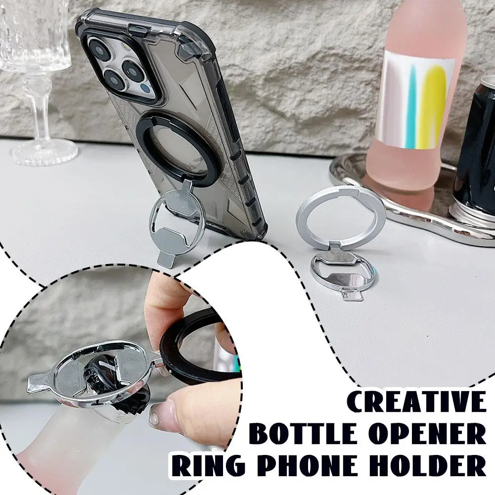 Creative Bottle Opener Magnetic Mobile Phone Holder Desktop Stable For Magsafe Finger Buckle Mobile Phone Holder Portable F0O4