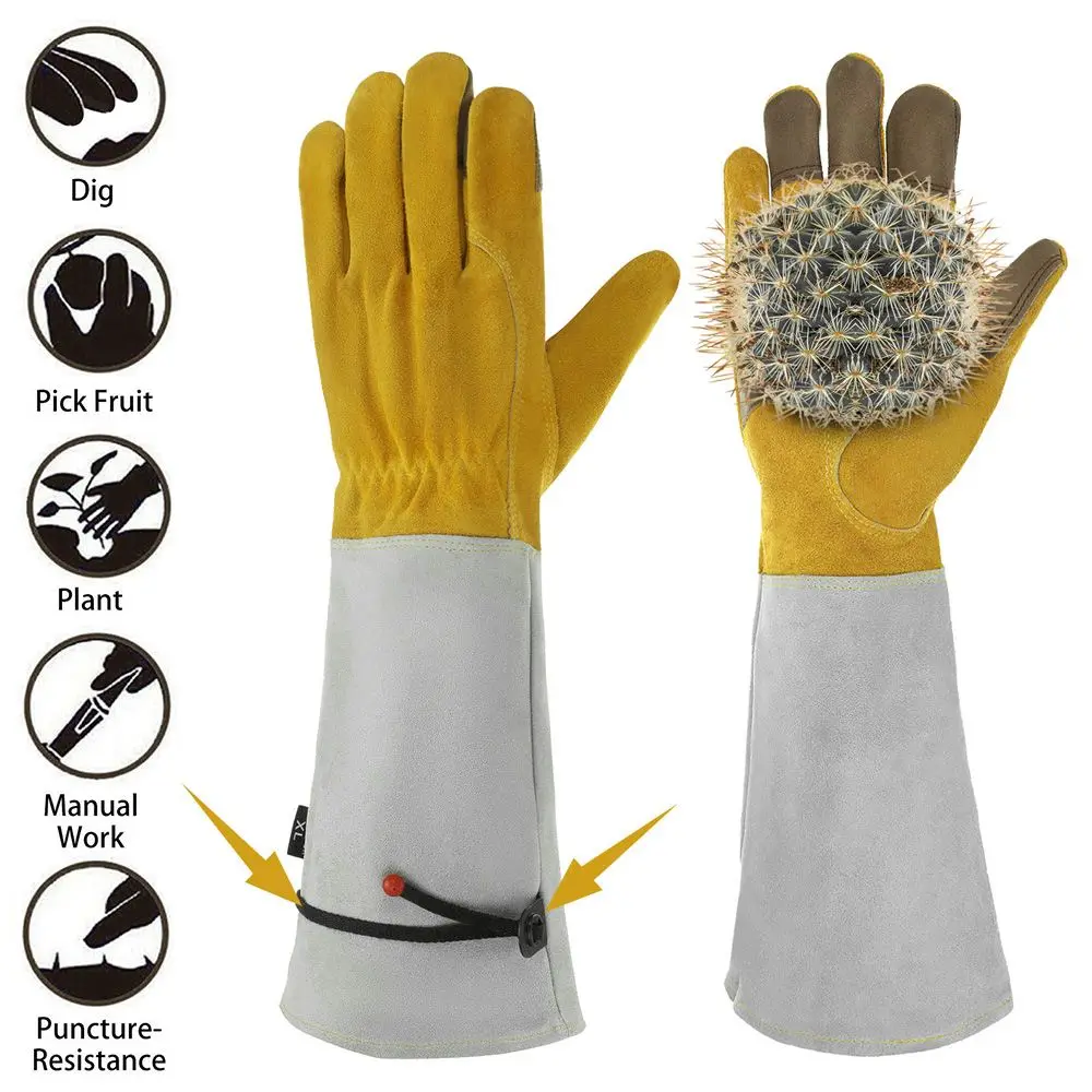 Heavy Duty Gardening Rose Pruning Gauntlet Gloves for Men and Women, Thorn Proof, Long Sleeve, Work Welding, Garden Gloves