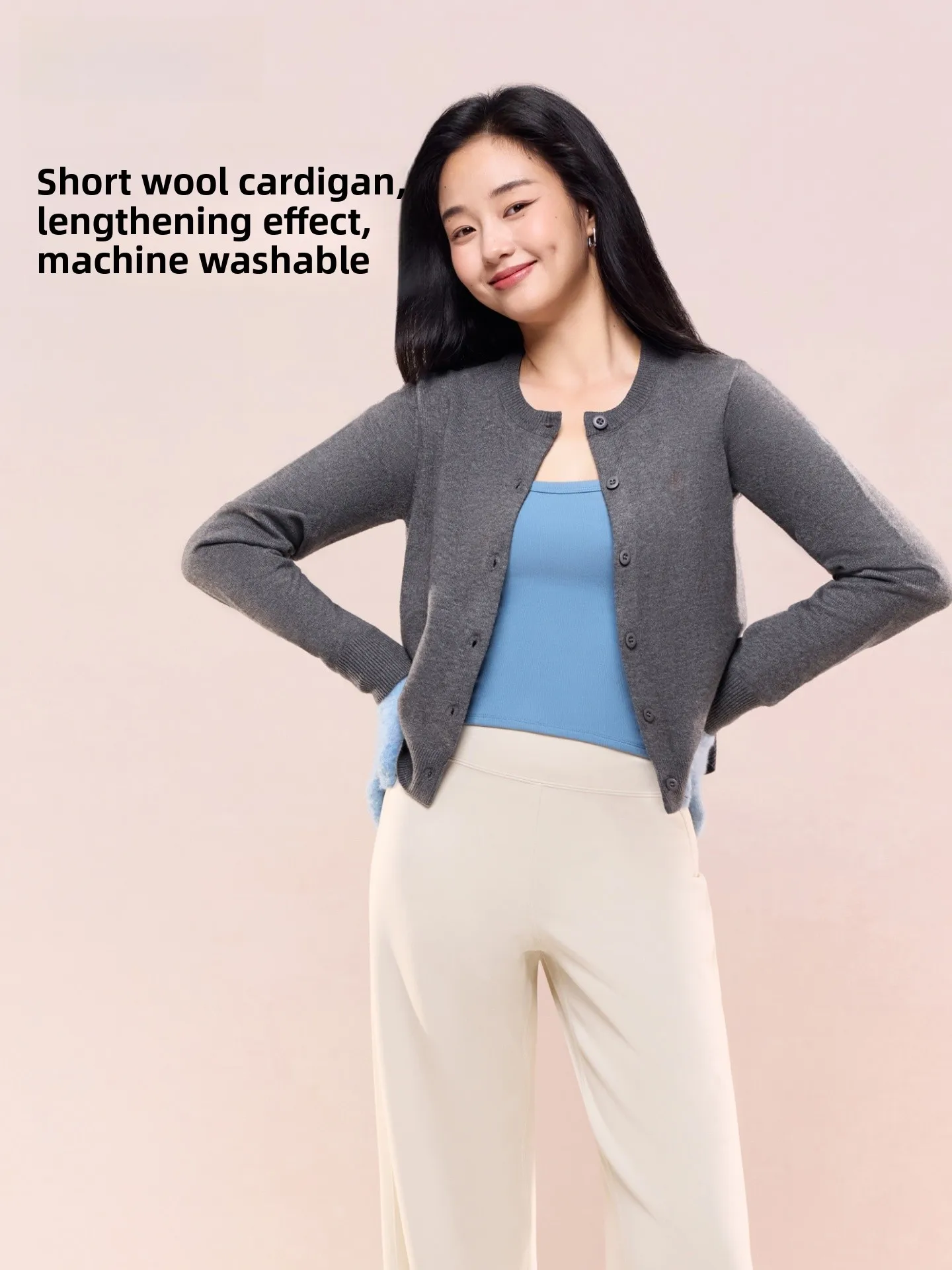 

Женский вязаный кардиган SIINSIIN с длинным рукавом, круглым вырезом, шерстяной свитер, приталенный, для ношения под одеждой, повседневное короткое пальто