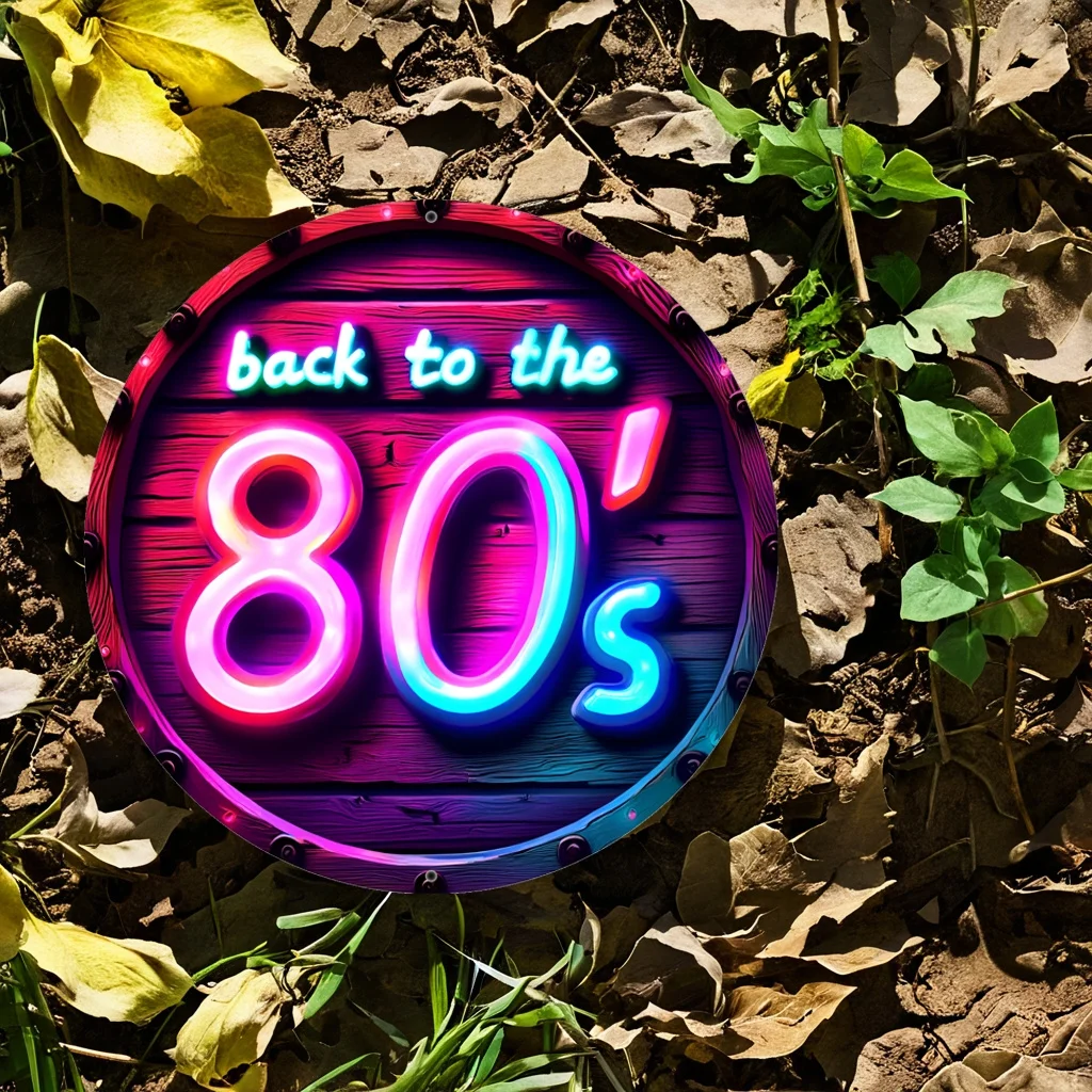 CIFBUY Retro Vintage Back To The 80s Neon Round Tin Metal Sign Plaque Aluminum Wall Art Waterproof Durable Decor For Home Bar Ga