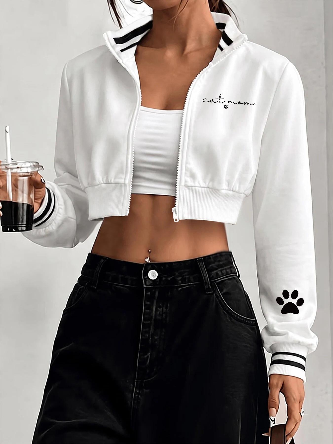 Y2K Women's Gothic Zip-Up Jacket Autumn/Winter Long-Sleeve Jacket  Stylish and Versatile Suitable for Everyday Wear