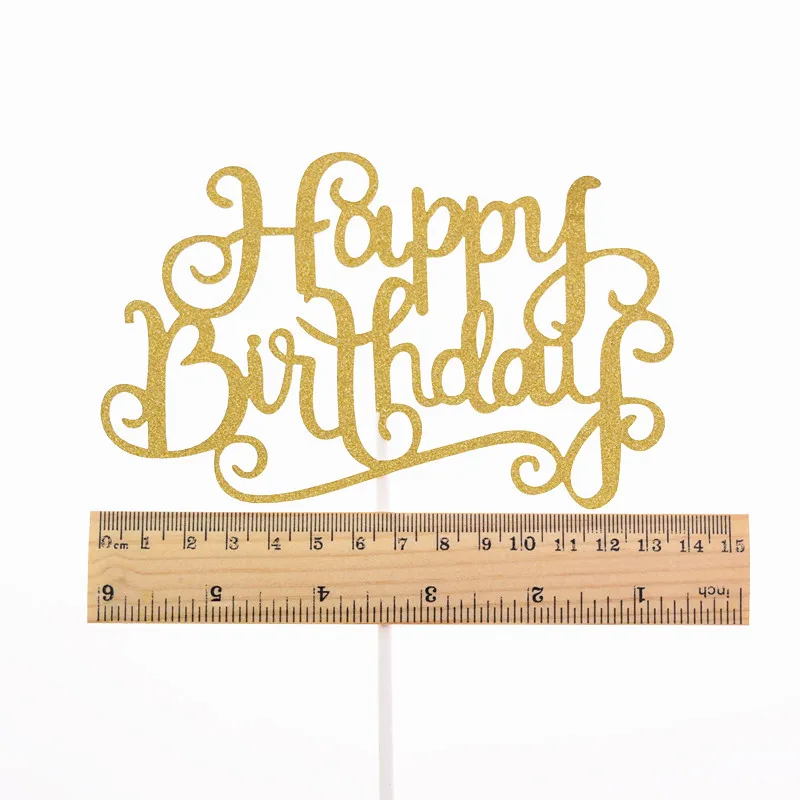 Happy Birthday Cake Topper Glittler Gold Silver Purple Fushia Cake Flags Birthday Party Cake Baking Decor Babyshower Cake Flags