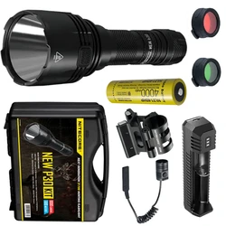 Nitecore-狩猟用戦術キット,高強度懐中電灯ボックス付き戦術キット,純正1000 lms,p30,4000mahバッテリー,USB充電器,戦術,本革