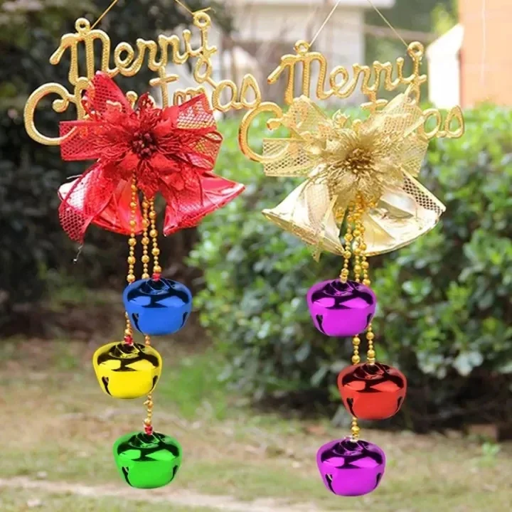 Lots Mixed Color Jingle Bell Pendants Copper Metal Festival Jewelry Pendant Christmas Tree Decor DIY Crafts Accessories 5 Sizes