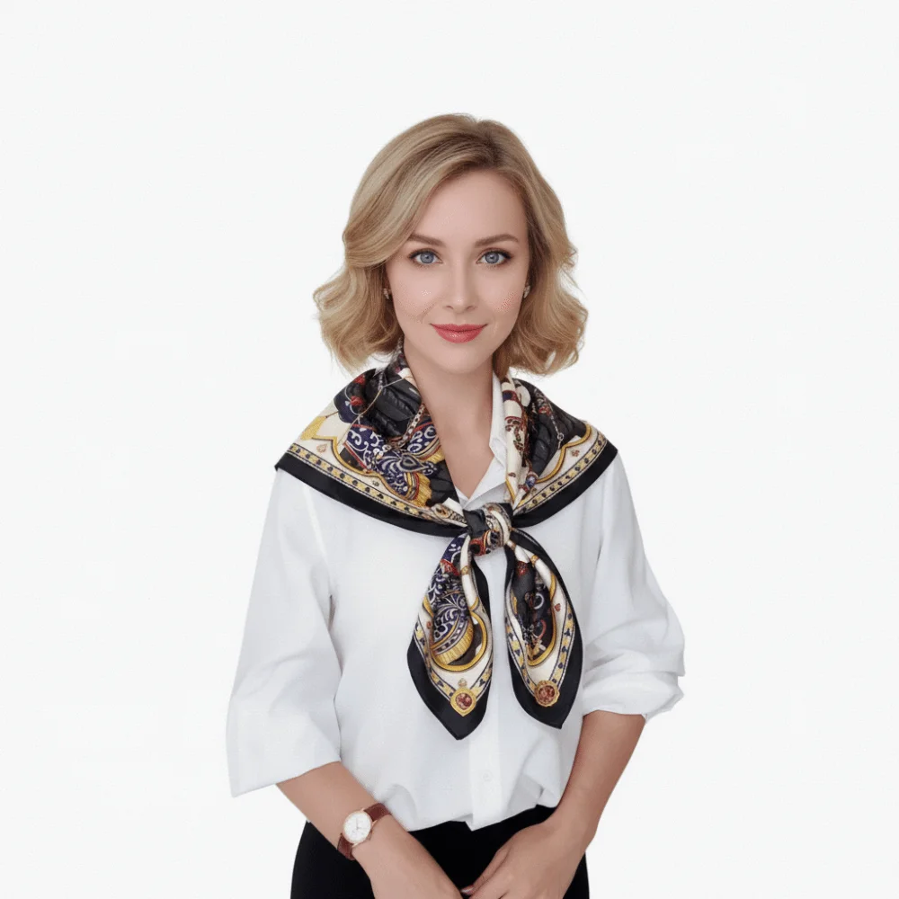 

Универсальный шелковый платок 90 см с узором «Лошадь», двусторонняя печать, женские шарфы-платки, роскошный дизайн, квадратный платок для женщин, аксессуары