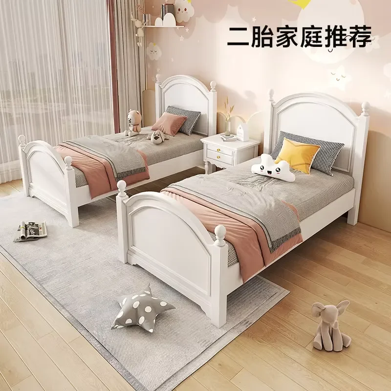 American-style Solid Wood Bed, White Single Bed, Children s Bed with Drawers, Princess Bed, Bedroom Furniture