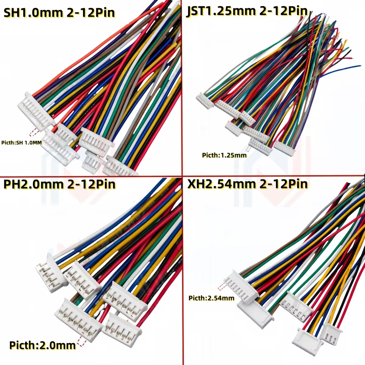 10PCS SH 1.0mm 1.25mm 2.0mm 2.54mm Wire Cable Connector DIY SH1.0 JST 2-12Pin Electronic Line Double Connect Terminal Plug 28AWG