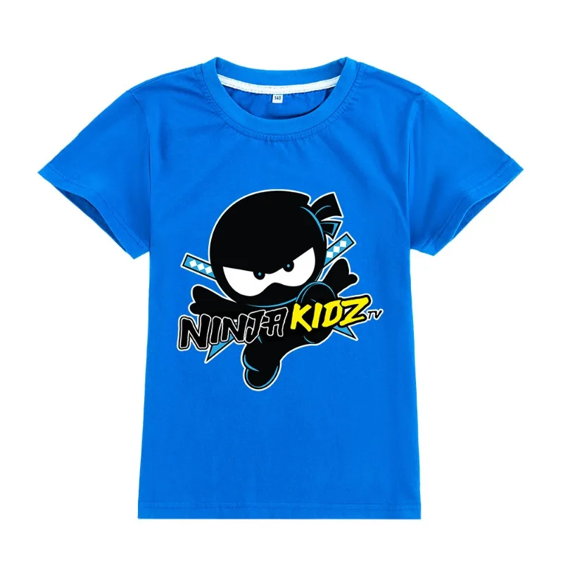 2026 New Cartoon Pattern NINJA KIDZ Trendy Printed Summer New Round Neck Half Sleeve Parent Child Wear Pure Cotton Top