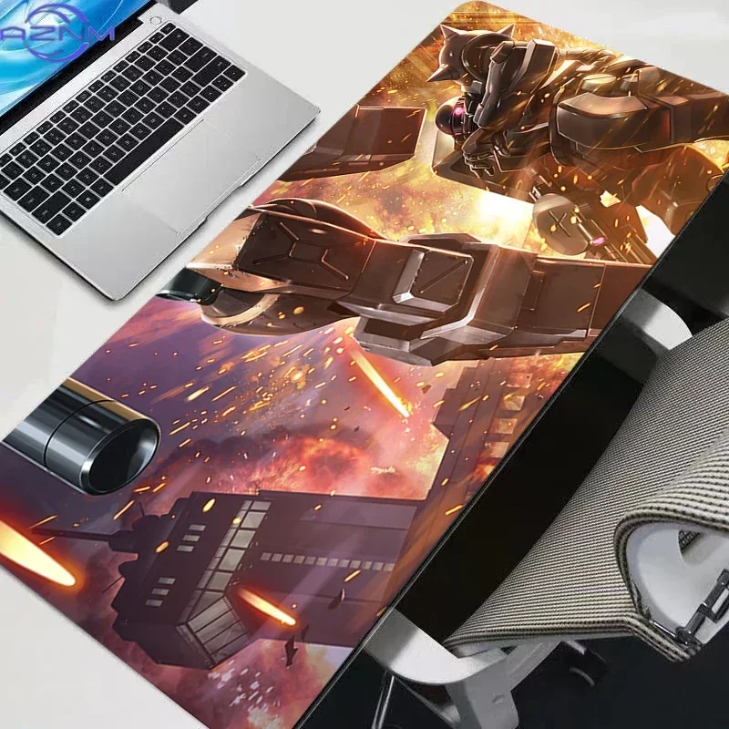Anime War Mecha Fire Explosion Scene Mouse Pad, Rubber Non Slip Gaming Desk Pad, Smooth Keyboard Mat for PC Game Work Decoration