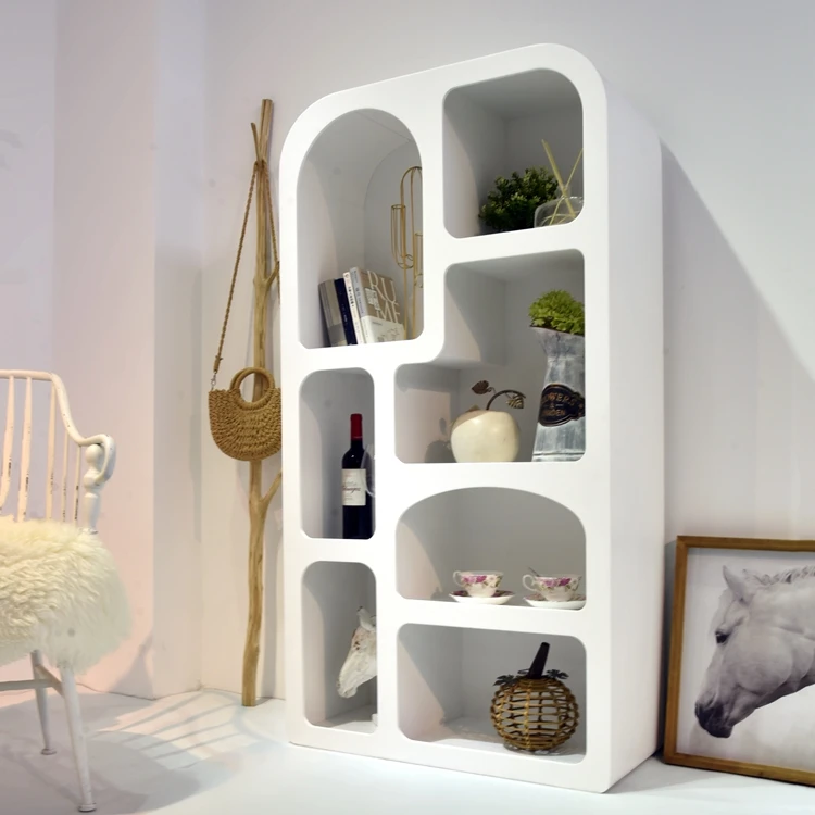 INNOVA Unique Design Home Decor Large Modern White Boho Living Room Cabinet Furniture Storage Wooden Shelf Bookcase