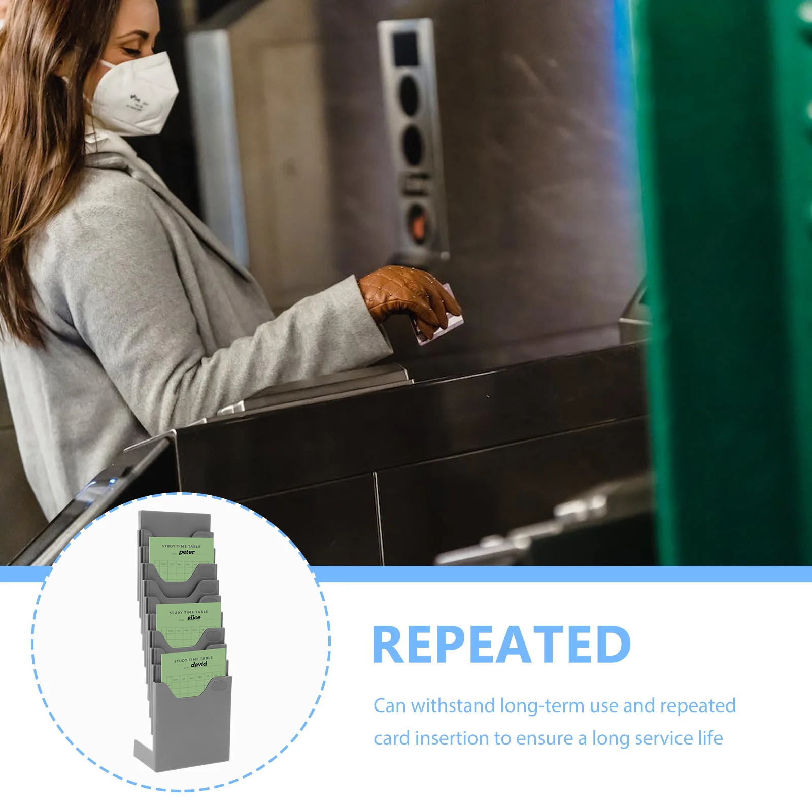 Standing Time Cards Holder Plastic Multi-Grid Card Slot Organizer For Office School Home Warehouse Retractable