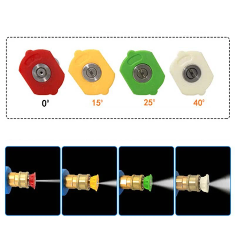 

Насадка для мойки высокого давления, распылительная Форсунка 1/4 дюйма для шлангов моек высокого давления, 0/15/25/40/60 °